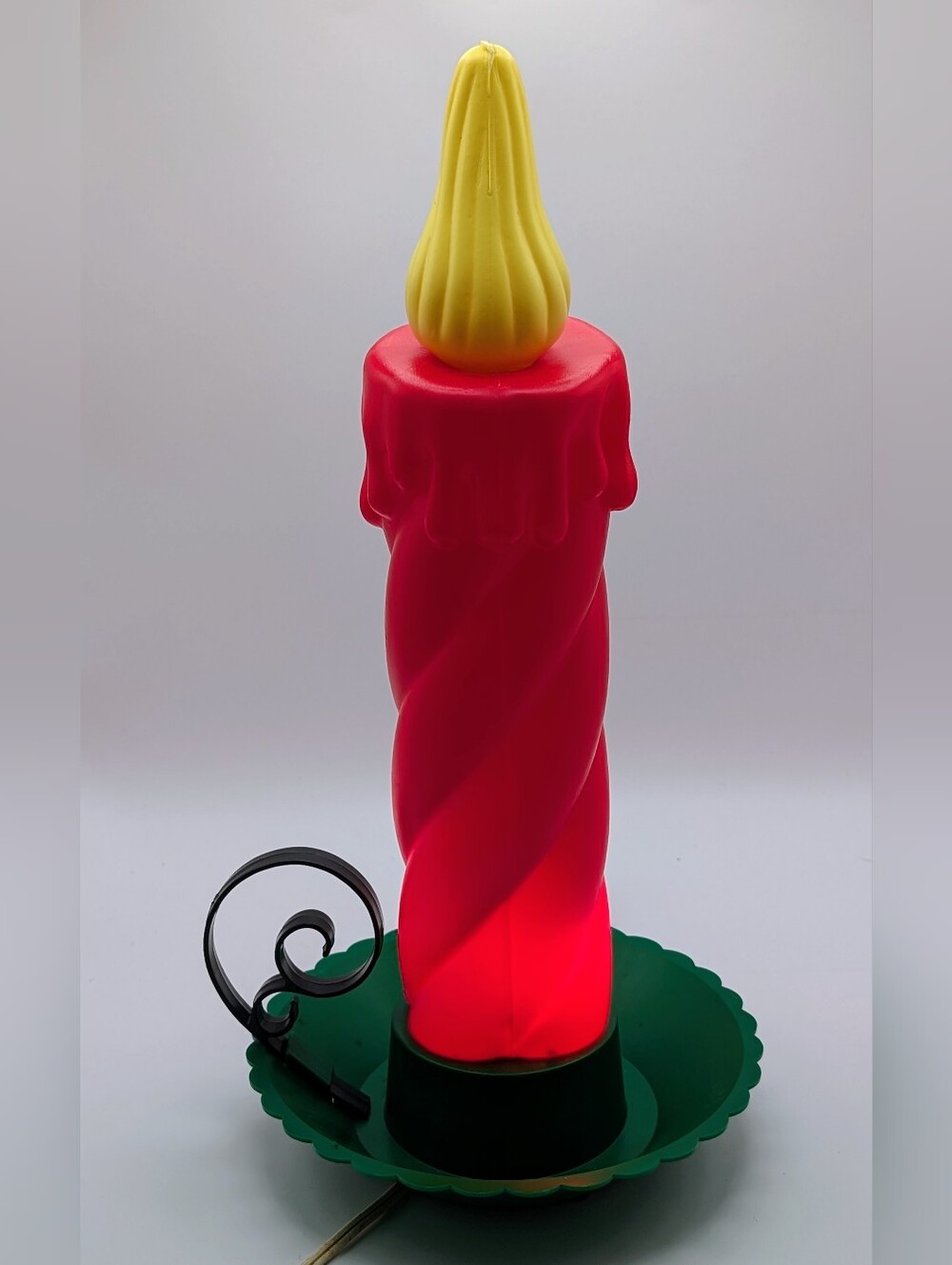 Vintage Beco Blow Mold 15” Tabletop Christmas Lighted Candle w/ Handle Holidays